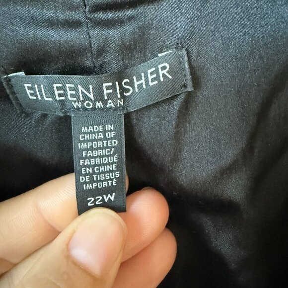 Eileen Fisher Blazer Wool Blend Single Button Silk Lined Black Size 22W - Picture 3 of 9